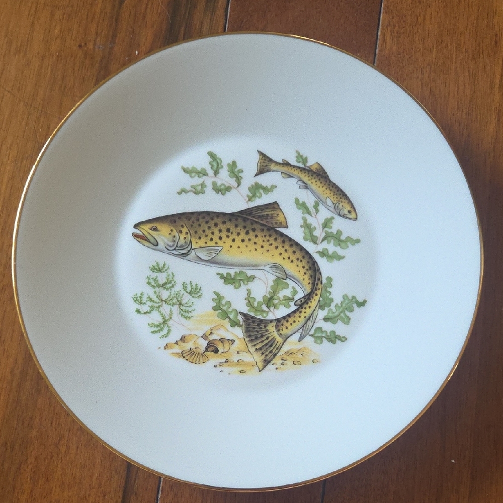 Elegant Mid-Century Fish Design Dinner Plate